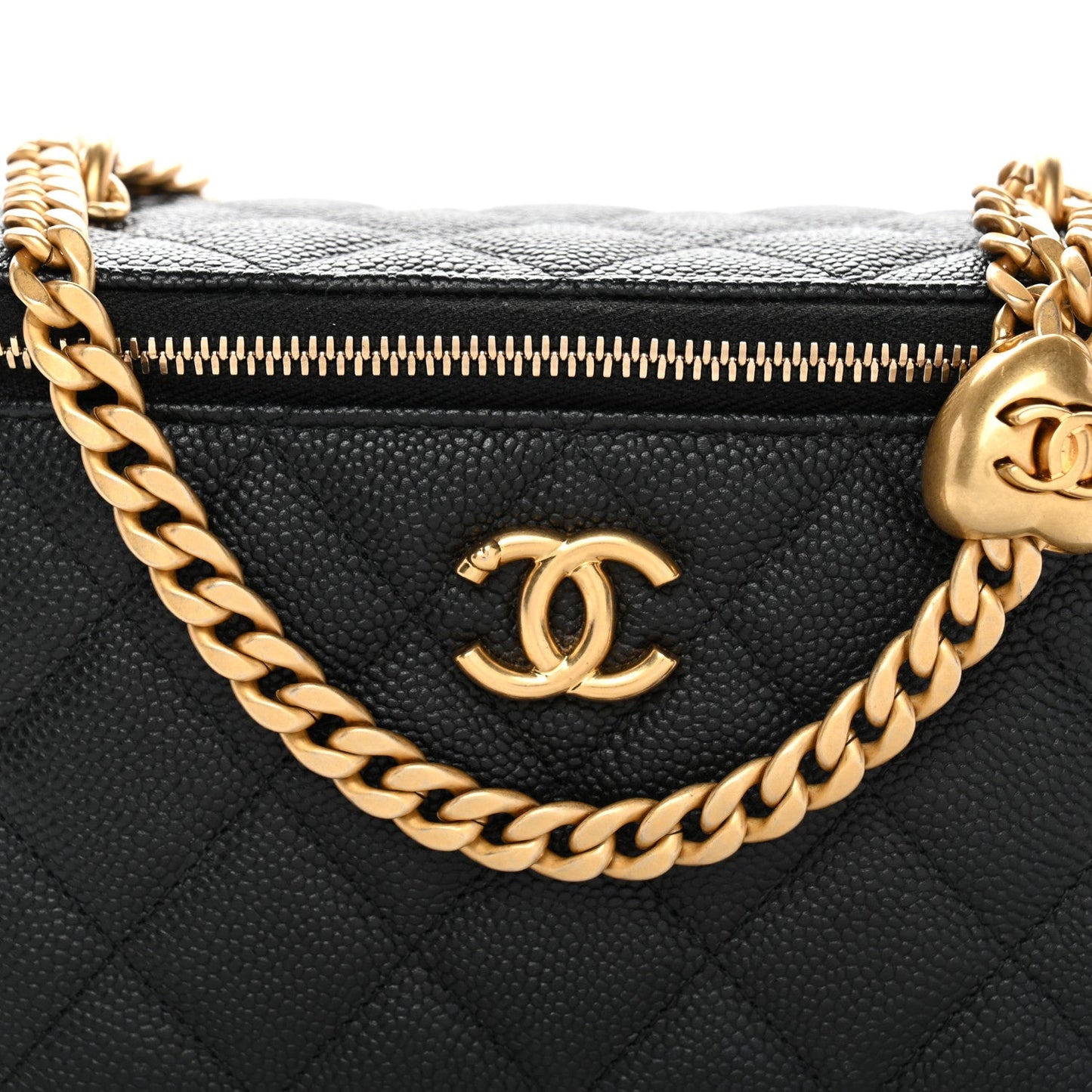 Caviar Quilted Sweetheart Vanity Case Black