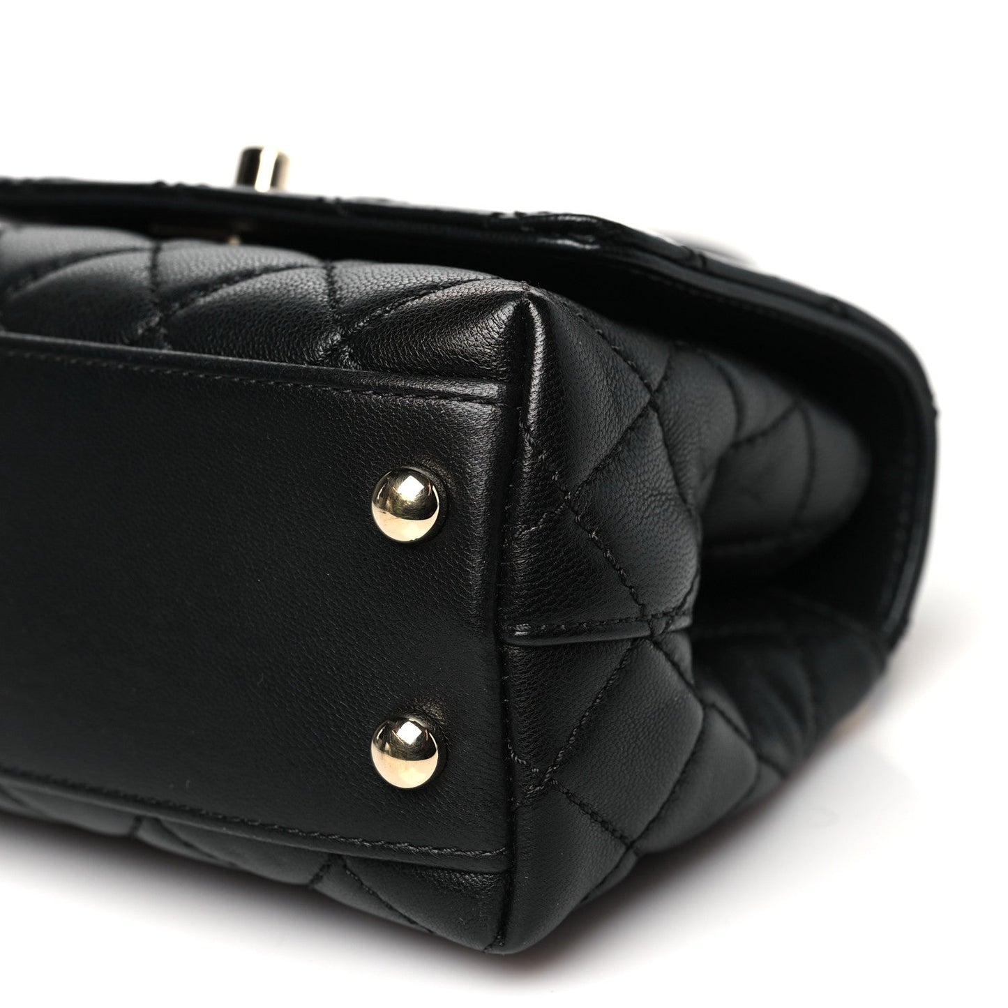 Goatskin Quilted Rainbow Extra Mini Coco Handle Flap Black