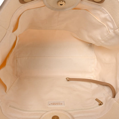 Canvas Pearl Medium Deauville Tote Ecru Beige
