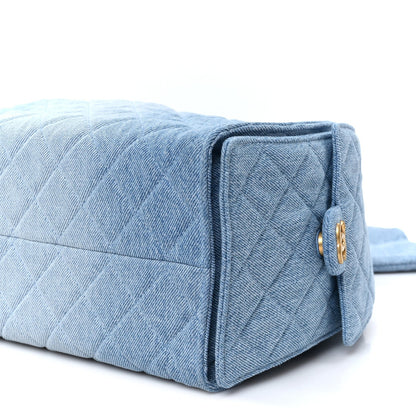 Washed Denim Quilted Medium Chanel 25 Handbag Blue