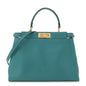 Vitello Morgan Fabric Jacquard Pequin Medium Peekaboo Iconic Satchel Lago Tobacco Black