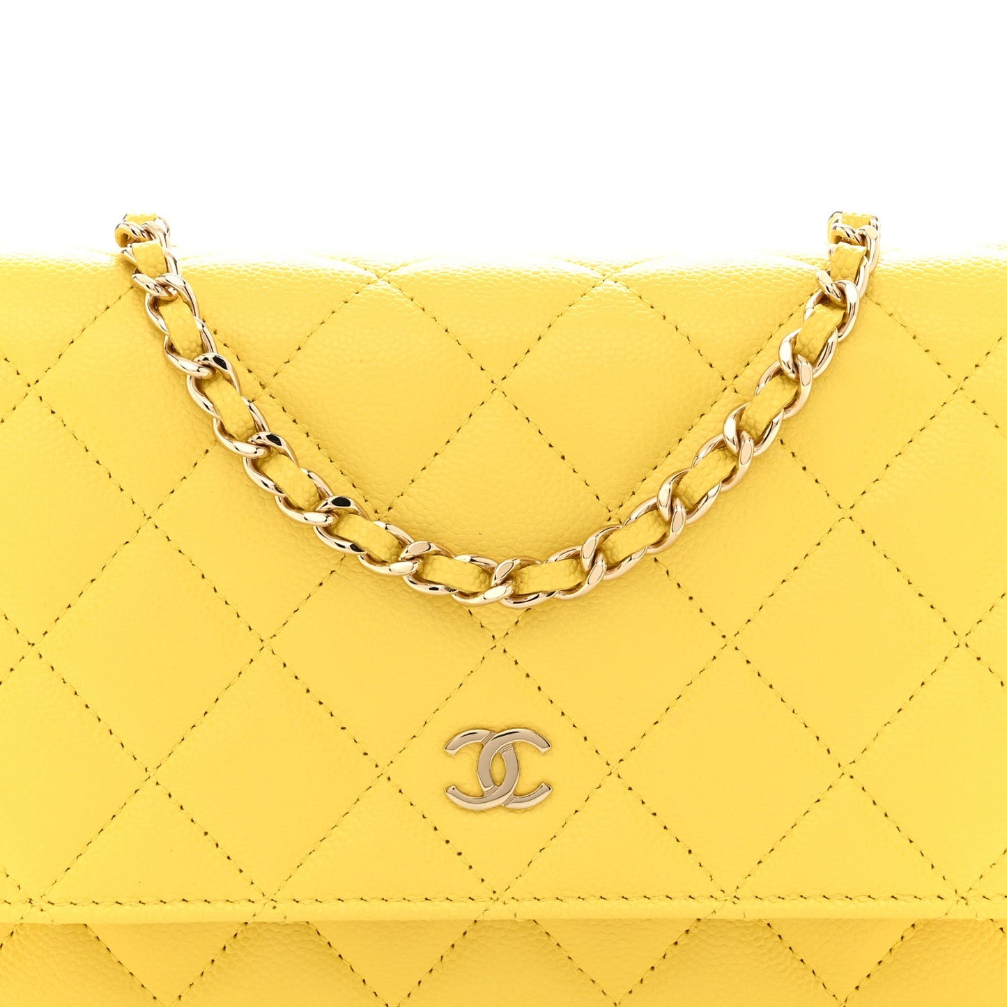 Caviar Quilted Wallet on Chain WOC Yellow