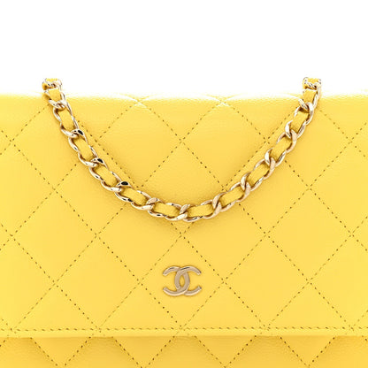 Caviar Quilted Wallet on Chain WOC Yellow