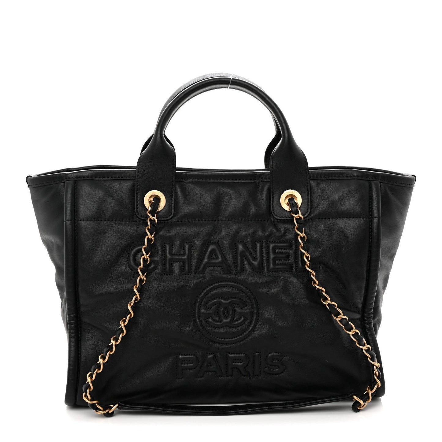 Calfskin Small Deauville Tote Black