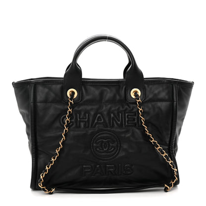 Calfskin Small Deauville Tote Black