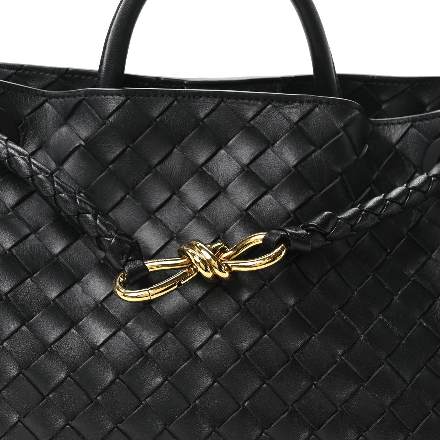 Nappa Intrecciato Medium Andiamo Shoulder Bag Black