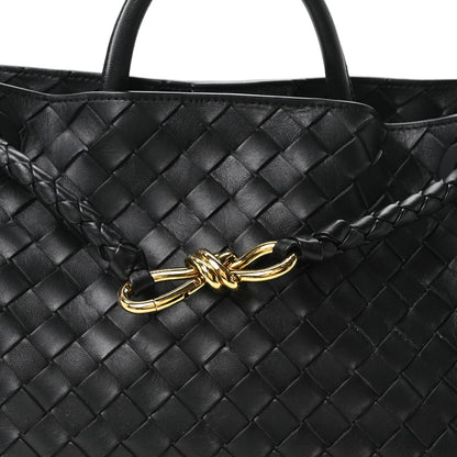 Nappa Intrecciato Medium Andiamo Shoulder Bag Black