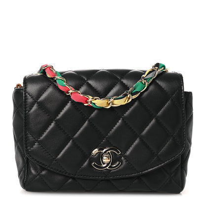 Lambskin Mixed Fibers Quilted Cocovado Flap Black