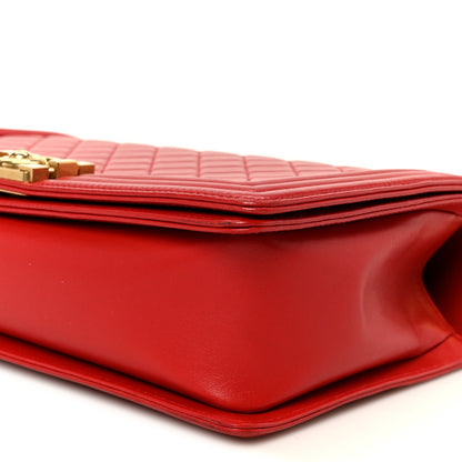 Lambskin Quilted New Medium Boy Flap Red