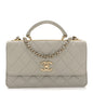 Lambskin Quilted Trendy CC Dual Handle Clutch With Chain Grey