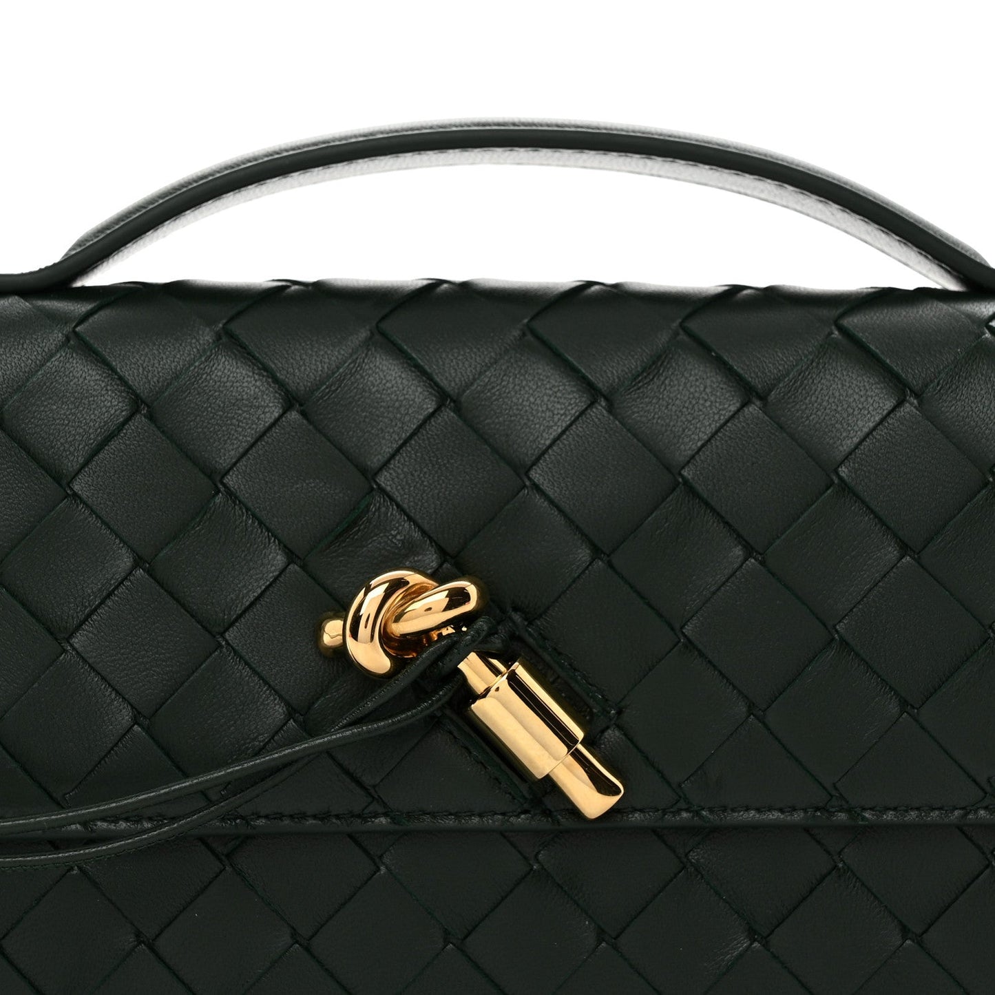 Nappa Intrecciato Long Andiamo Top Handle Clutch Emerald Green