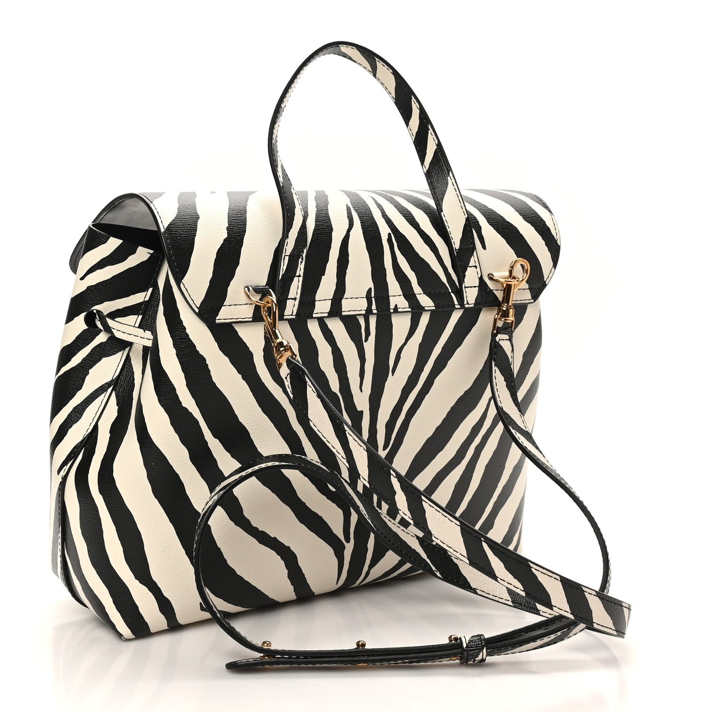 Saffiano Zebra Print Mini Lady Bag Black White