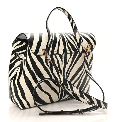 Saffiano Zebra Print Mini Lady Bag Black White