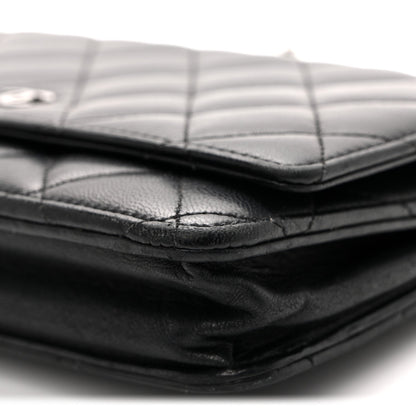 Lambskin Quilted Wallet On Chain WOC Black