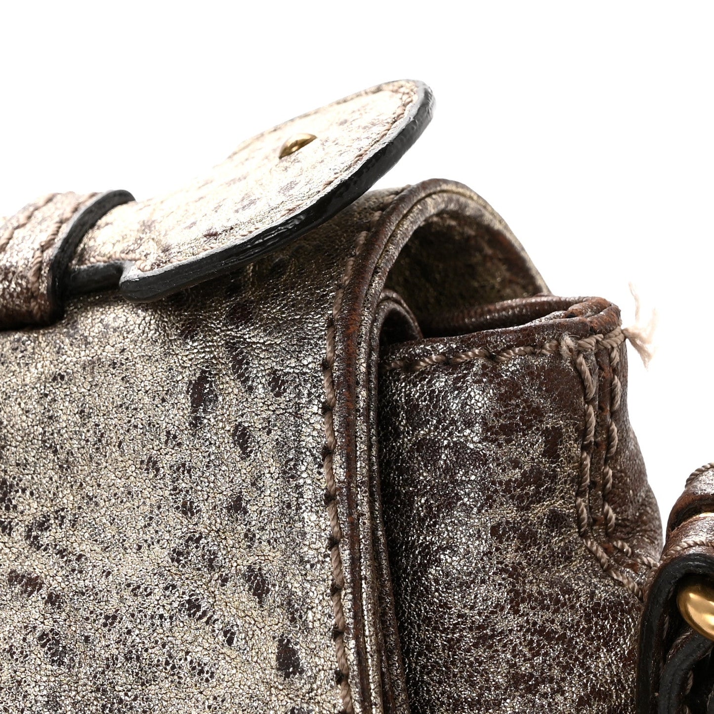 Metallic Pebbled Lambskin Paddington Satchel Grey