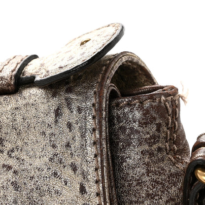 Metallic Pebbled Lambskin Paddington Satchel Grey