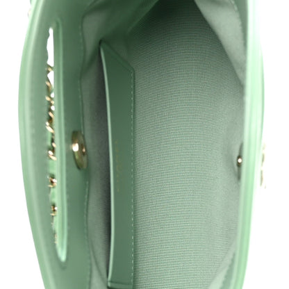 Shiny Crumpled Calfskin Quilted Nano 31 Shopping Bag Light Green