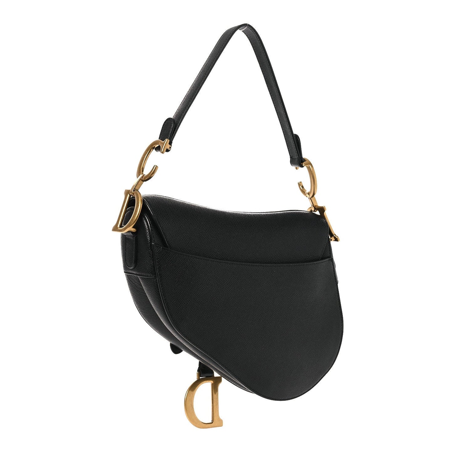 Grained Calfskin Saddle Bag Black