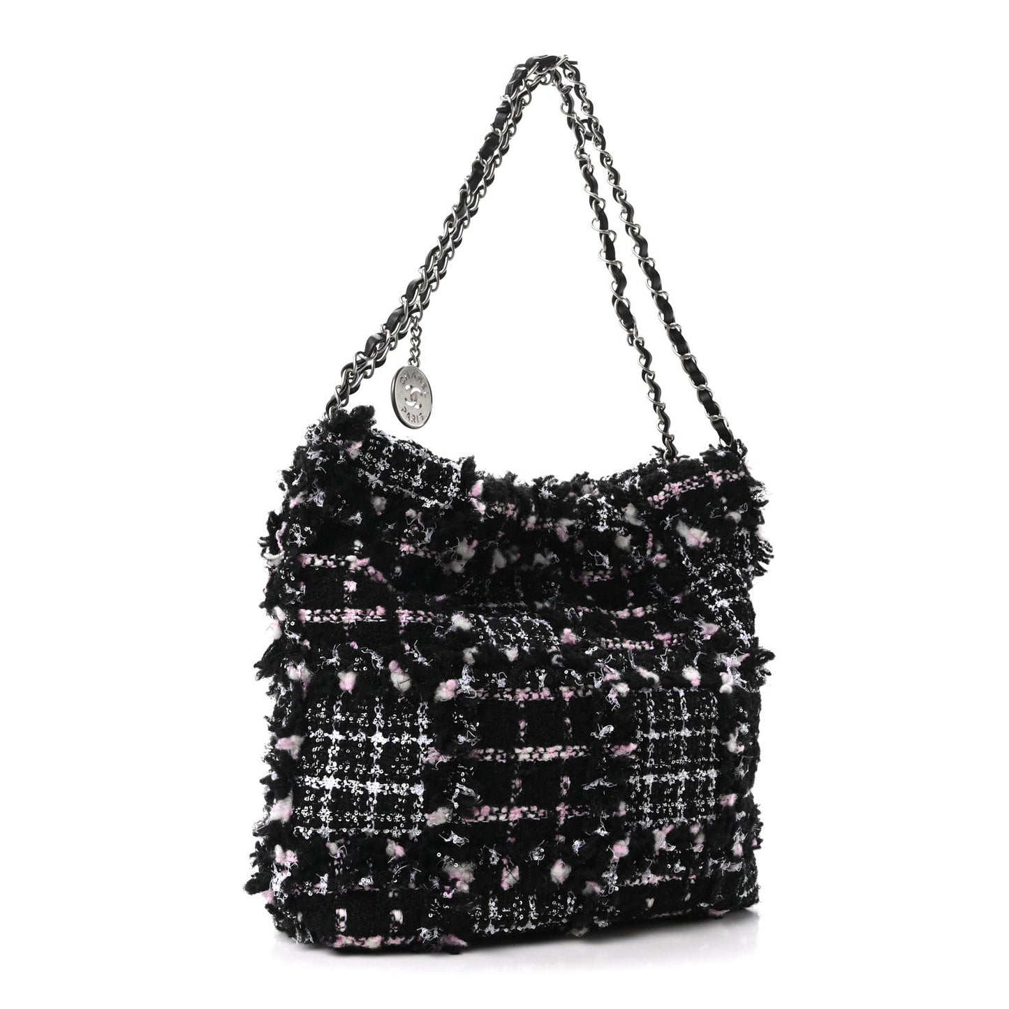 Tweed Patchwork Quilted Small Chanel 22 Black Pink White