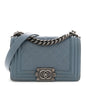 Lambskin Quilted Small Boy Flap Light Blue