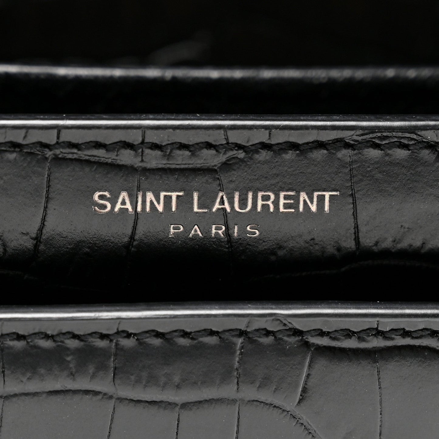 Calfskin Crocodile Embossed Medium Monochrome Monogram Sunset Black