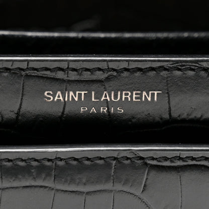 Calfskin Crocodile Embossed Medium Monochrome Monogram Sunset Black