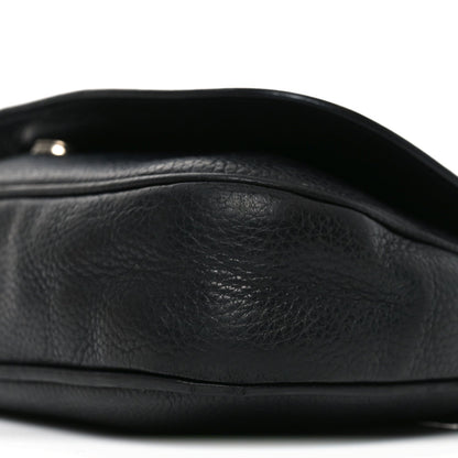 Pebbled Calfskin Medium Soho Flap Crossbody Black