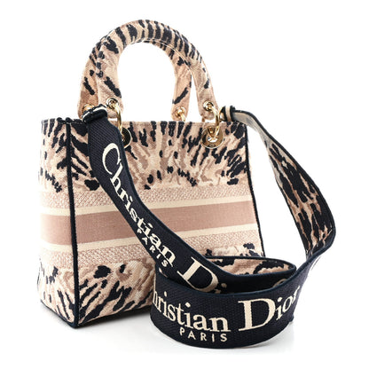 Canvas Embroidered Medium Tie And Dior Lady D-Lite Multicolor