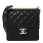 Goatskin Quilted Chic Pearls Flap Black