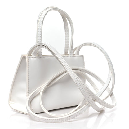 Vegan Leather Small Shopping Bag White
