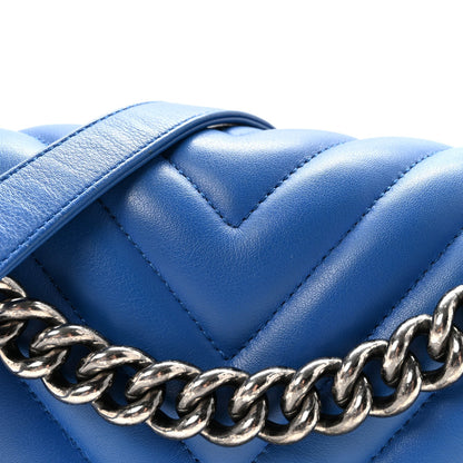 Lambskin Chevron Quilted Medium Boy Flap Bright Blue