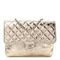Metallic Crackled Calfskin Medium Clam's Pocket Flap Gold