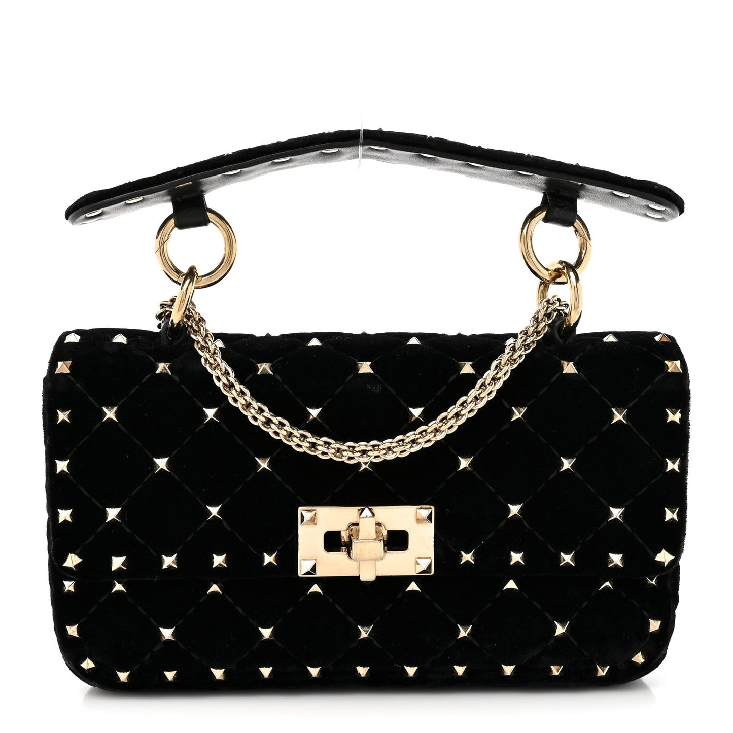 Velvet Small Rockstud Spike Shoulder Bag Black