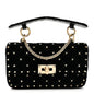 Velvet Small Rockstud Spike Shoulder Bag Black