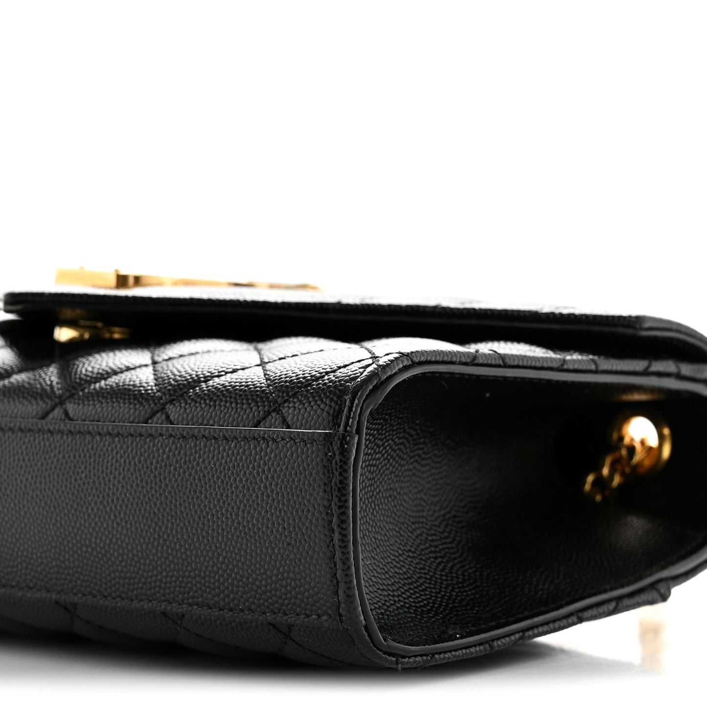 Grain De Poudre Textured Mixed Matelasse Triquilt Small Monogram Satchel Black