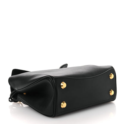 Natural Smooth Calfskin Mini Rodeo Top Handle Handbag Black