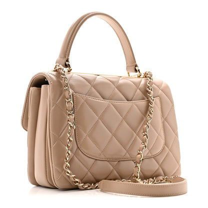Lambskin Quilted Small Trendy CC Dual Handle Flap Bag Beige