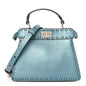 Metallic Cuoio Roma Sellerissima Nappa Sintetica Tape Stitch Petite Peekaboo I SEE U Iconic Satchel Placca Argento