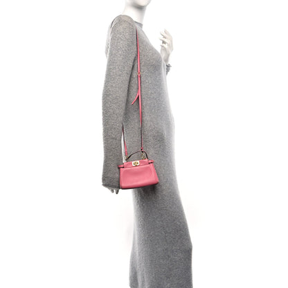 Shiny Nappa Micro Peekaboo Iconic Satchel  Rosa Fluo