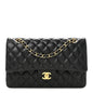 Lambskin Quilted Medium Double Flap Black