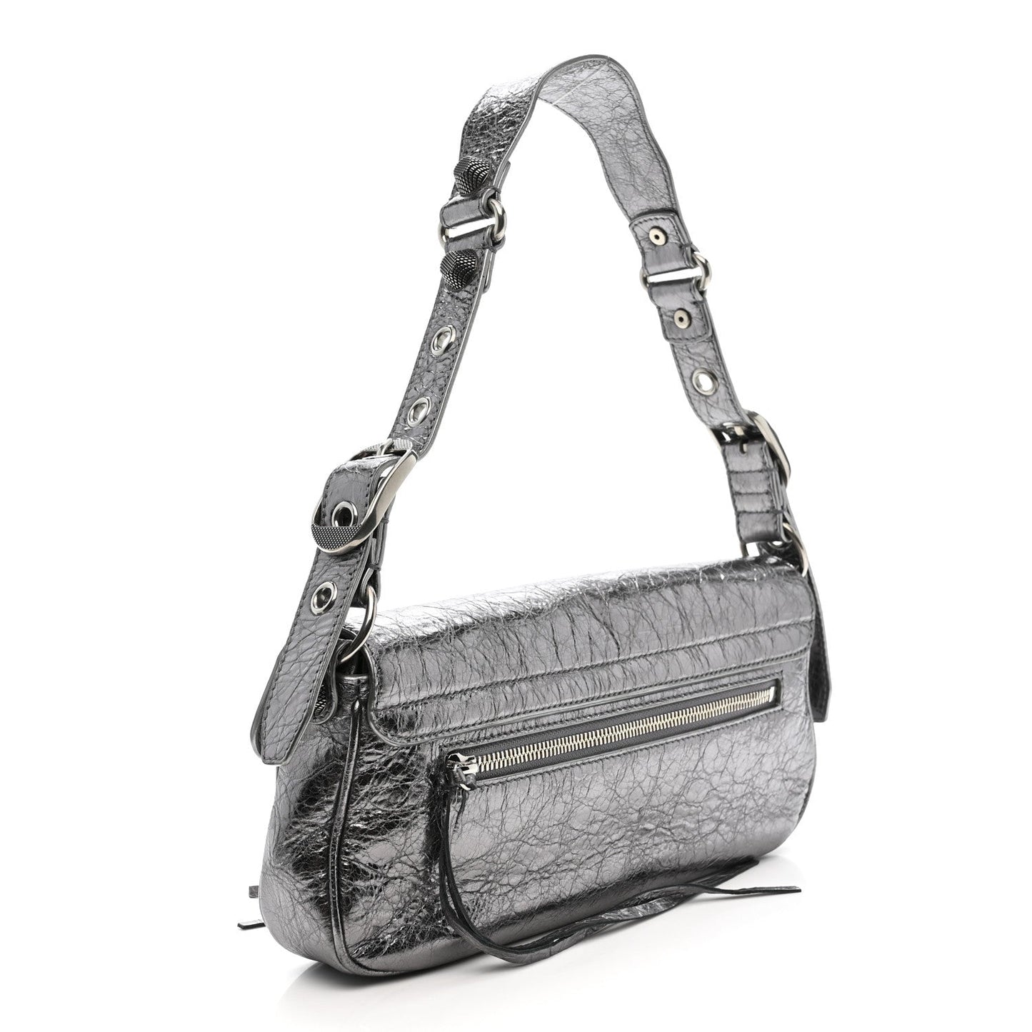 Metallic Agneau Arena Small Le Cagole Sling Bag Silver