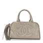 Metallic Caviar Quilted Timeless Bowler Silver