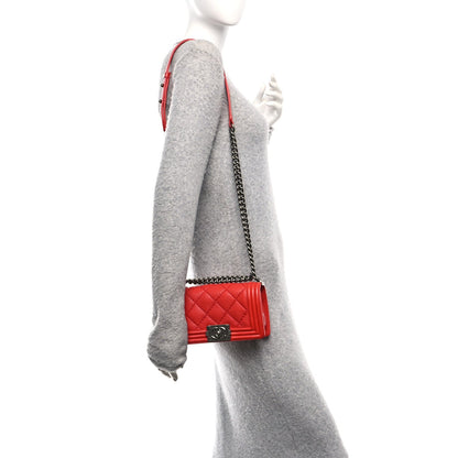 Calfskin Double Stitch Small Boy Flap Red