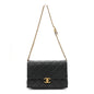 Calfskin Quilted Belt Chain Flap Black