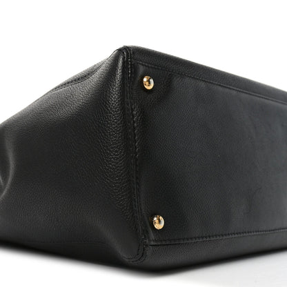 Calfskin Cerf Executive Shopper Tote Black