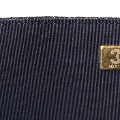 Denim Quilted XXL Travel Flap Bag Dark Blue Orange