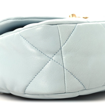 Lambskin Quilted Medium Chanel 19 Flap Light Blue