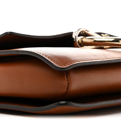 Suede Calfskin Small Faye Shoulder Bag Tobacco