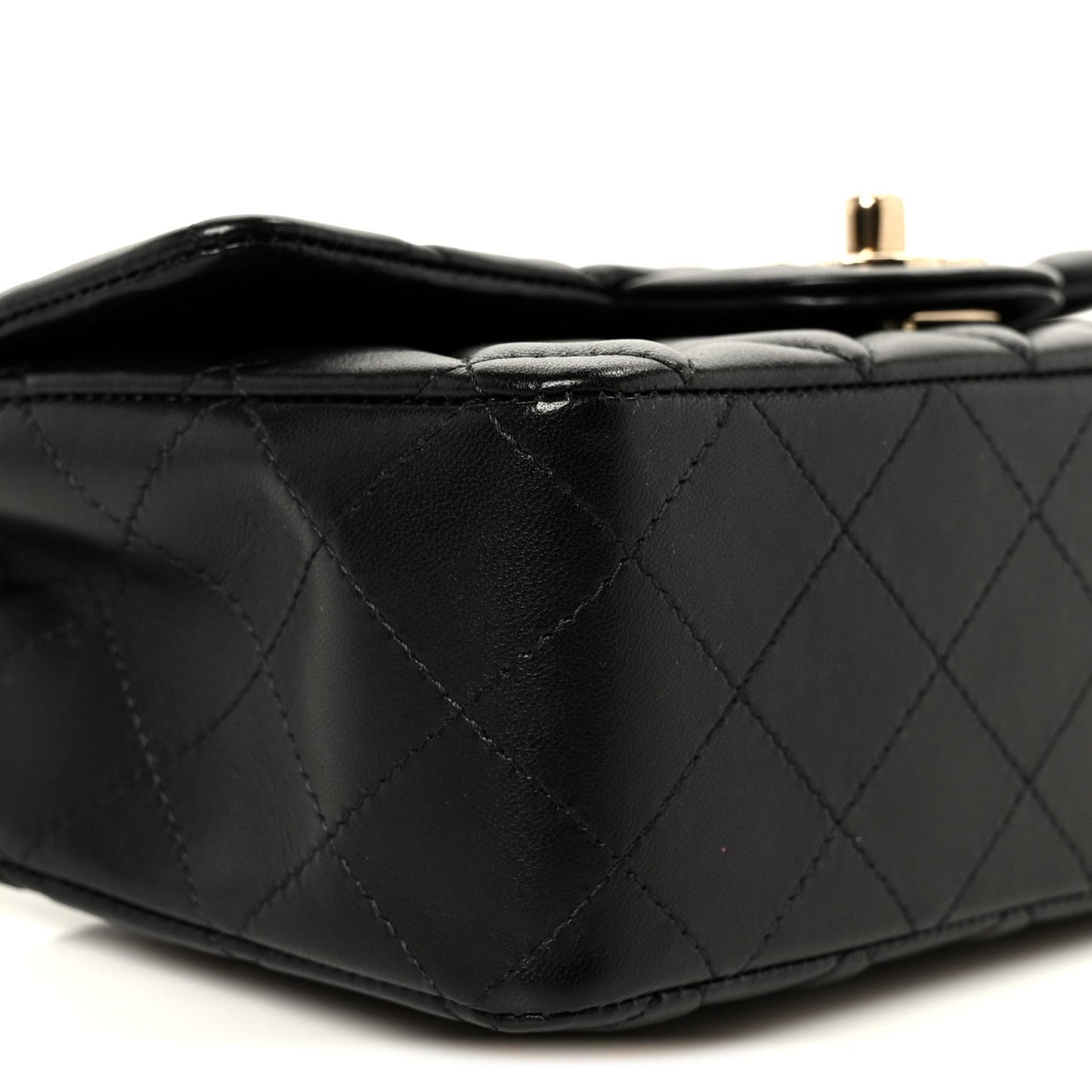 Lambskin Quilted Mini Rectangular Flap Black