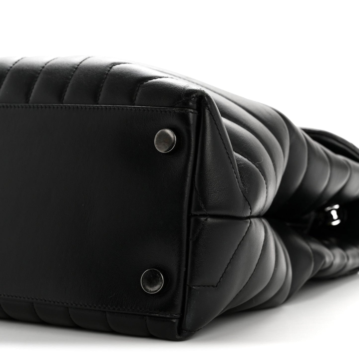 Calfskin Y Quilted Monogram Large Loulou Chain Satchel Black